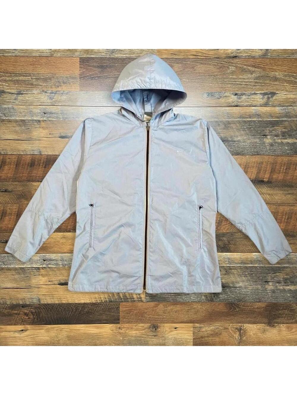 Y2K Nike Clima-Fit Size Large Womens Windbreaker Hooded Full Zip Jacket.